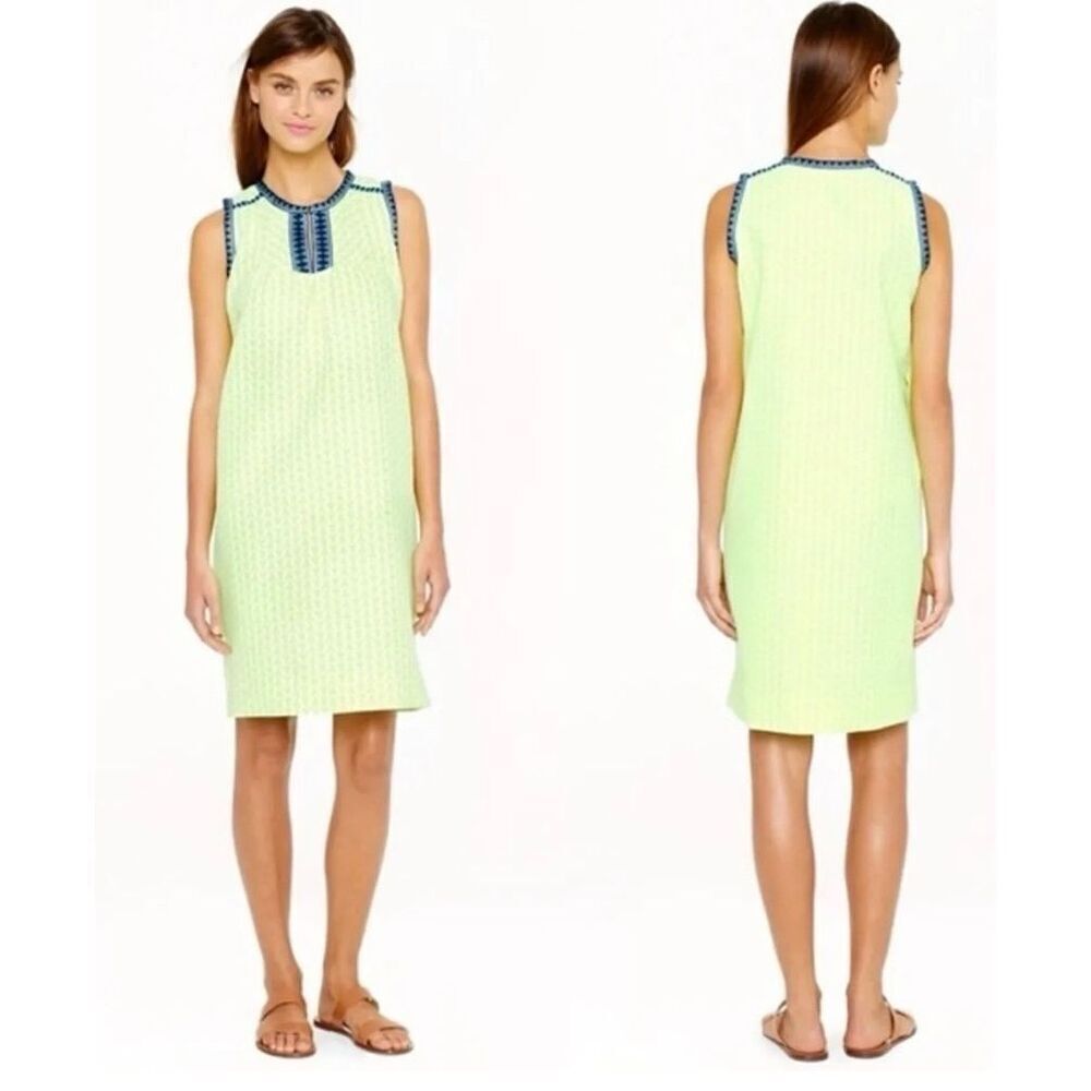J.Crew Neon Yellow/Green arrow print dress